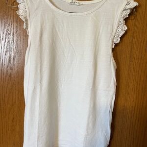 Local European White Crochet Sleeve Cotton Tank